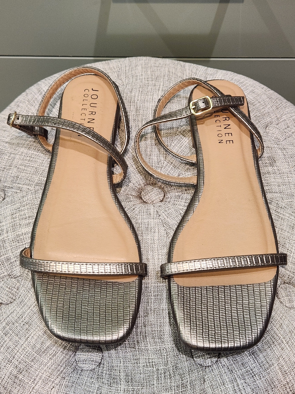 Metallic Silver Strappy Sandals 8.5